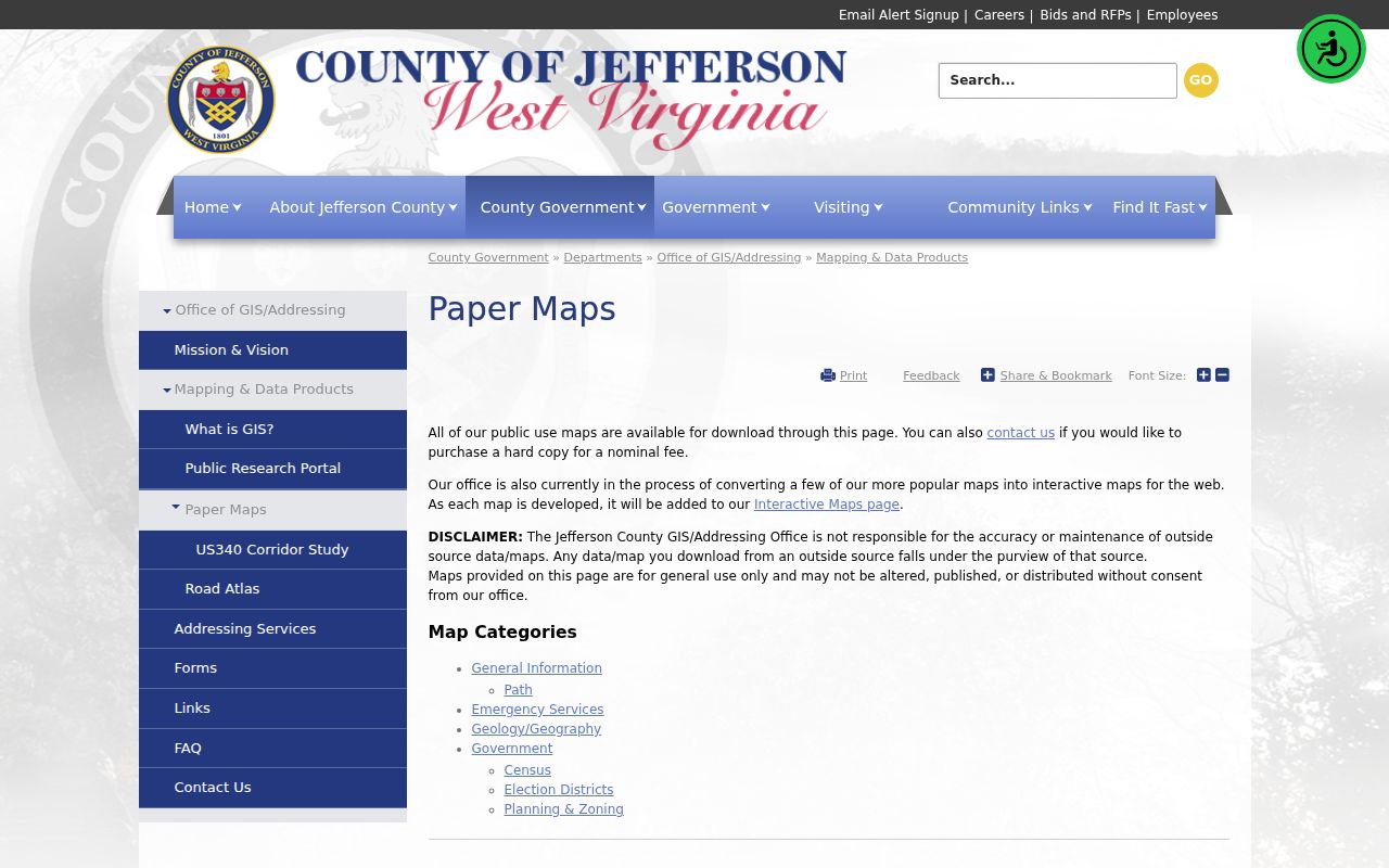 Jefferson County parcel maps catalog with official plat and subdivision map products