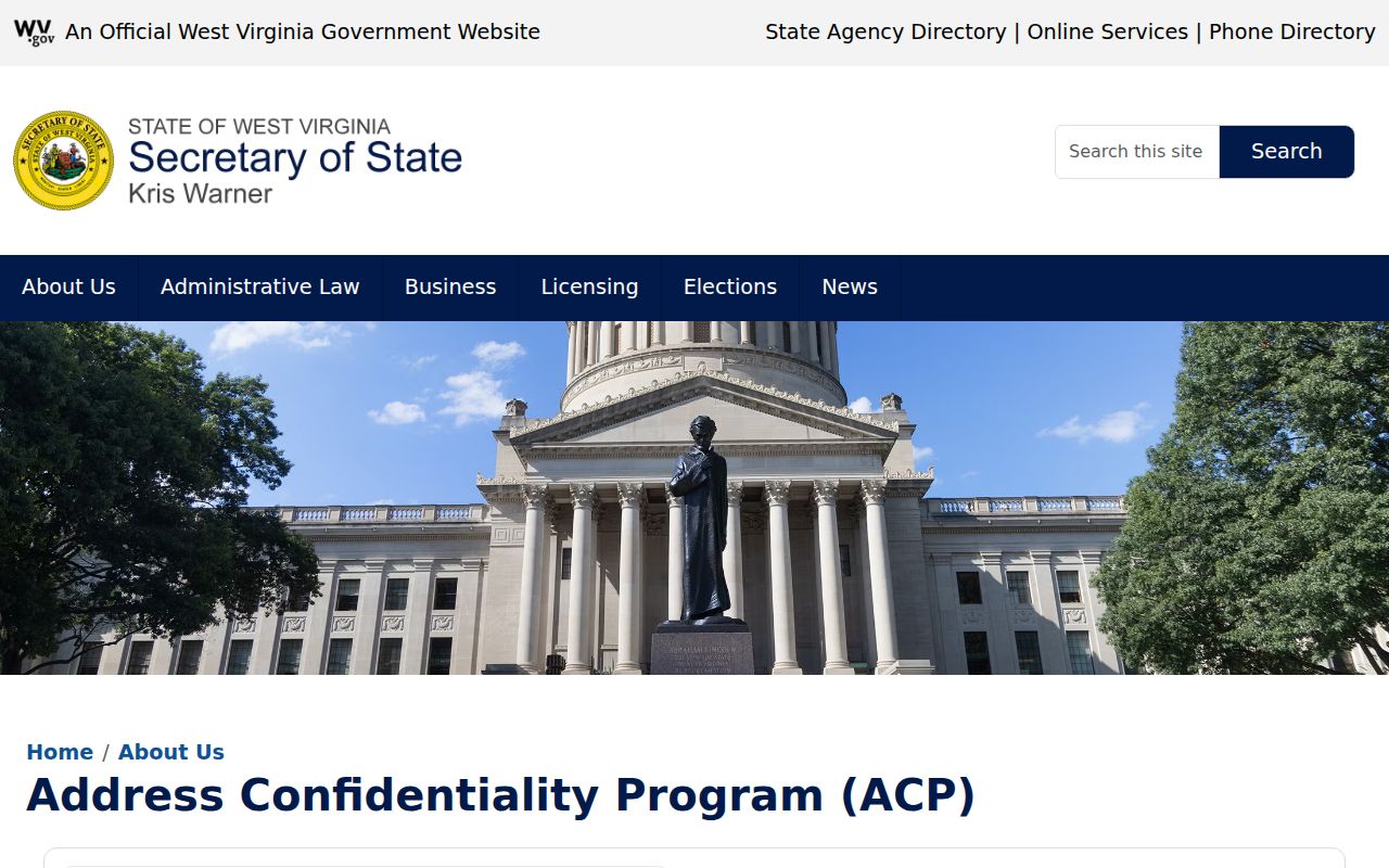 Jefferson County property owner lookup privacy context from the West Virginia Address Confidentiality Program